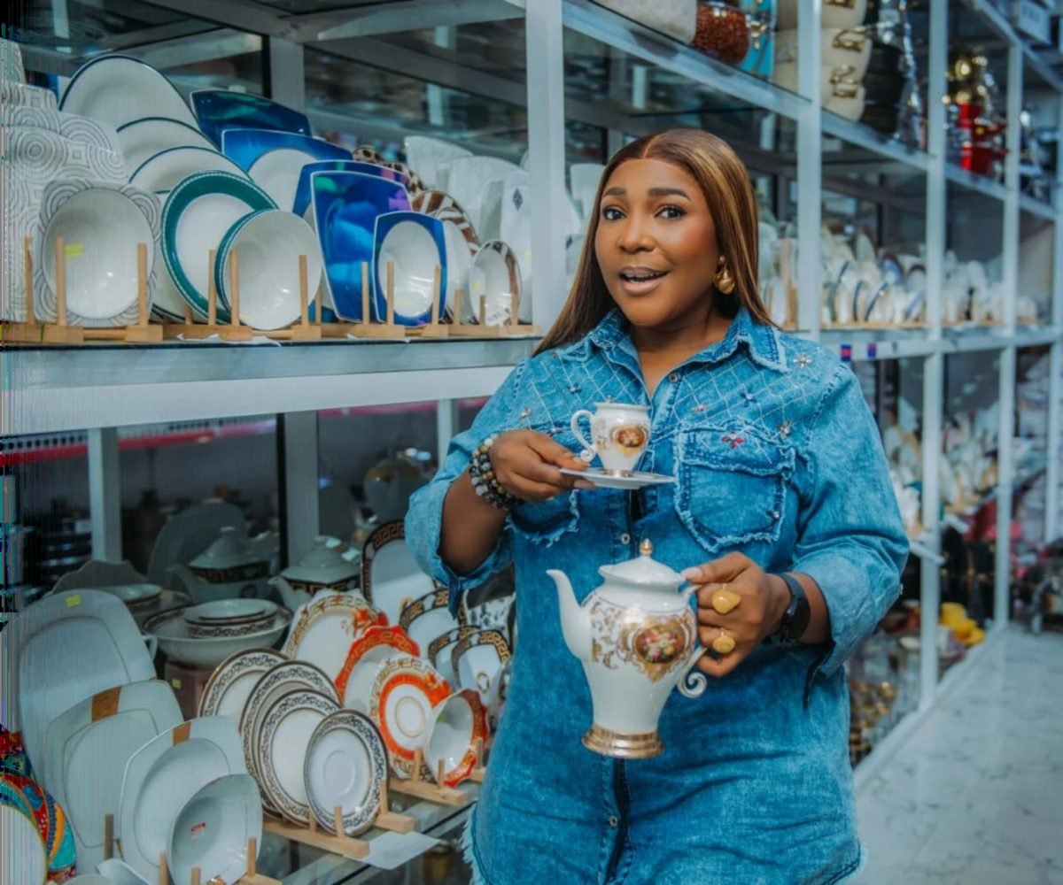 Mrs Lola in the Dee Utensils showroom in Abuja